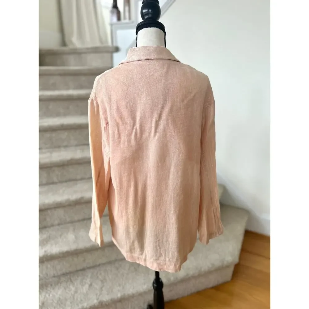Amadi Oversize Warm Pink Silver Metallic Double Breasted Linen Blazer